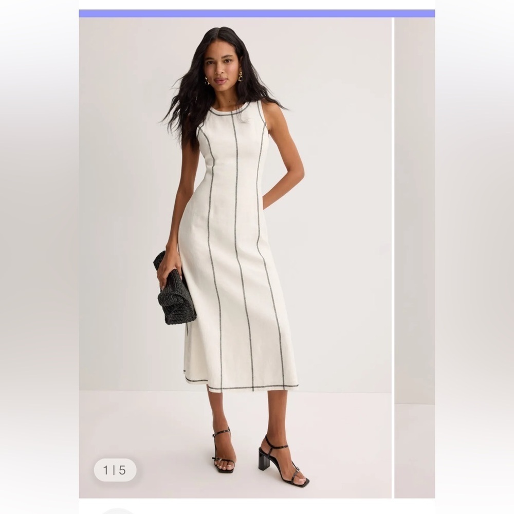 NWT Donna Morgan Sleeveless Midi Sheath Dress Stitching Detail Linen Blend 12